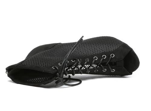 Image of Dance Practice Shoes for Women Mesh Ballroom Sandals Heels Party Prom Ankle Booties with Zip