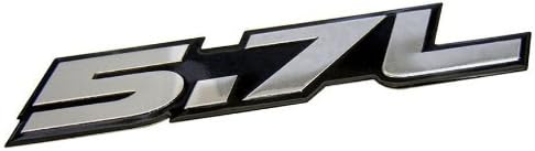 ERPART - Placa de identificación de aluminio plateado sobre negro altamente pulido, 5.7 litros, placa de identificación de cambio de motor de