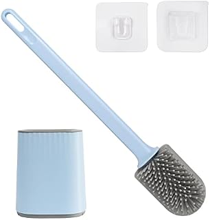 Gofady Toilet Brush with Holder, Anti-drip Base and Soft Flexible Silicone Bristles with Quick Drying Holder, Floor Mounted and Wall Mounted, for Bathroom Toilet