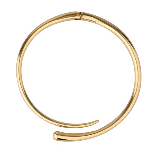 Chunky Choker Collar Necklace for Women, Gold Teardrop Necklace Spring Open Cuff Choker Metal Statement Jewelry for Women