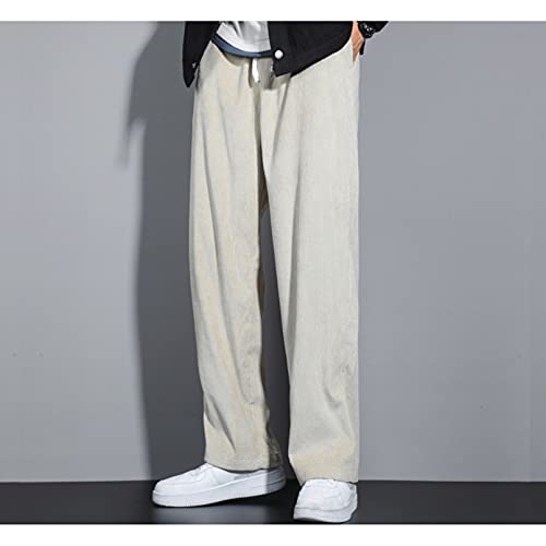 GTHTTT Men's Straight-Fit Corduroy Pant Basic Twill Expandable Waist Sweatpants Wrinkle-Resistant Casual Wide Leg Trousers3