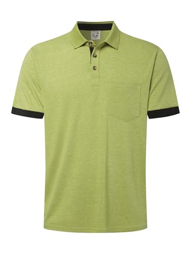 Hardaddy Men's Business Casual Golf Polo Shirt with Pocket Work Tops with Collar Short Sleeve Stylish Summer Contrast Color Basic Pullover Tee Slim Fit Light Green XXL