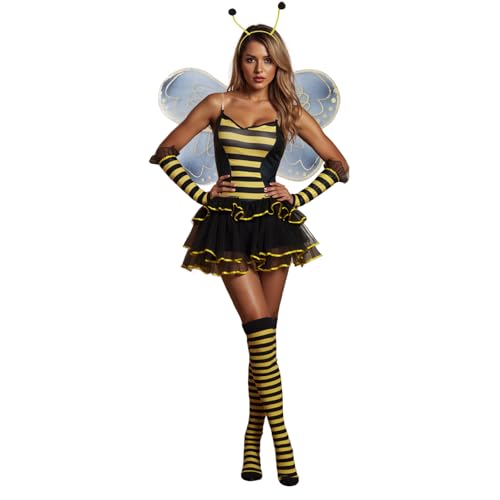 Women's Halloween Bee Costume Cute Striped Tube...