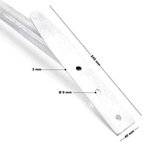 Wiltec Sturmanker aus Stahl 650 x 290 mm, Bodenanker verzinkt, Zaunhalter zur Sturmsicherung, Pfostenhalter für Gartenzaun und Sichtschutz