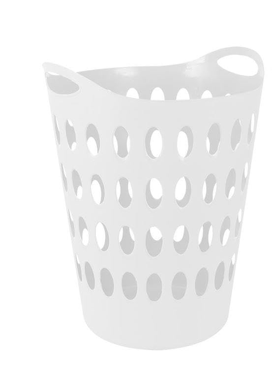 YöL Laundry Basket Flexible Plastic Handles Easy Carry Clothes Washing Tall White