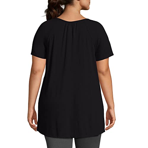 Just My Size Women's Shirt, Plus Size Short-Sleeve Slub Jersey Women's Tunic, JMS Short Sleve Shirt With Crochet Trim