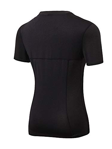 Loijon Mulheres de manga curta t-shirt treino yoga execução camisas secagem rápida desempenho exercí