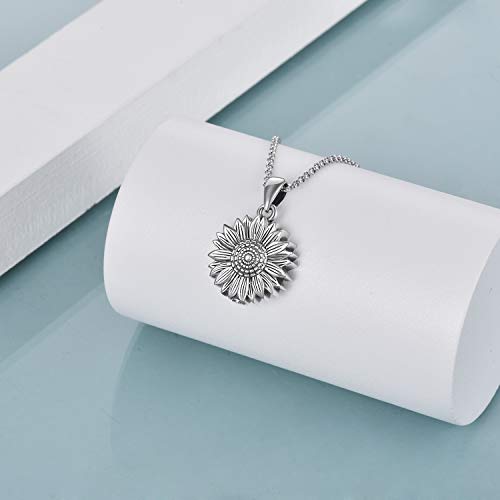 Sterling Silver Sunflower Urn Necklace for Ashes Rose Flower Cremation Jewelry for Ashes3