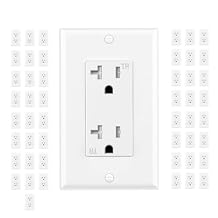 Standard Decorator Electrical Receptacle Outlet with Wall Plate Cover, Tamper ResistantTR, Self-Grounding, UL Listed 50 Pack, White, 20A