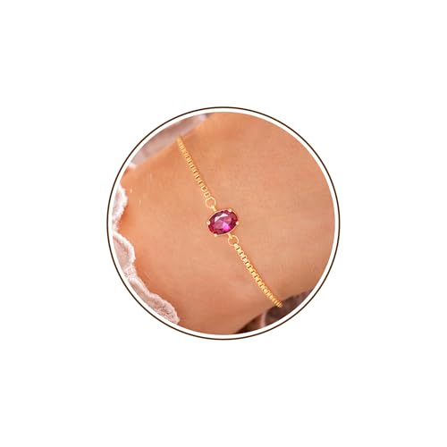 Image of Butterfly Birthstone Bracelets for Women Teen Gifts 14K Gold Plated Butterfly Oval 1-12 Birthstone Bracelet Jewelry Christmas Valentines Day Birthday Gifts for Teens