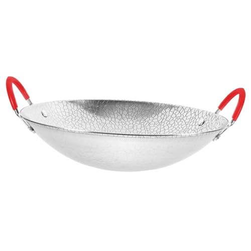 Wok de acero inoxidable con doble asa para cocinar miniatura 1
