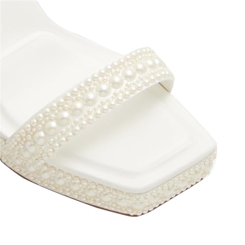 Goolita Womens Open Toe Pearl Platform Heels For Women Chunky Buckle Ankle Strap Wedding Heeled Sandals Dress Evening Bride Bridal Shoes2