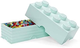 Room Copenhagen, LEGO Brick Box Stackable Storage Containers - Organizational Building Blocks - 19.69 x 9.84 x 7.09 Inches - Brick 8, Aqua
