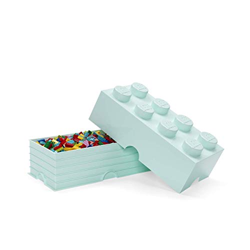 Room Copenhagen, LEGO Brick Box Stackable Storage Containers - Organizational Building Blocks - 19.69 x 9.84 x 7.09 Inches - Brick 8, Aqua