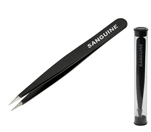 Pince à épiler de précision pour poils incarnés, épilation des sourcils et du visage - Extrémité pointue - Idéal pour retirer échardes ou petits morceaux de verre Cover