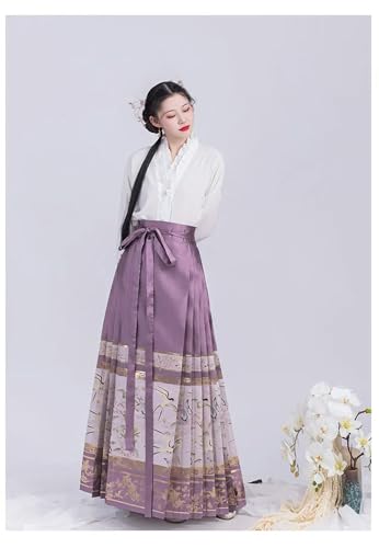 Jupe visage de cheval verte et violette : création Hanfu moderne originale - 6
