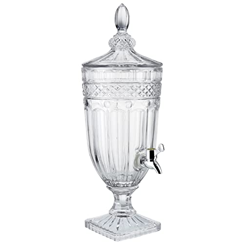 MOLIGOU Glass Iced Beverage Dispenser, 0.8 Gallon Drink Dispenser with Glass Lid and Stainless Steel Spigot, Wide Mouth Beverage Server for Party, Bar - Thumbnail 2