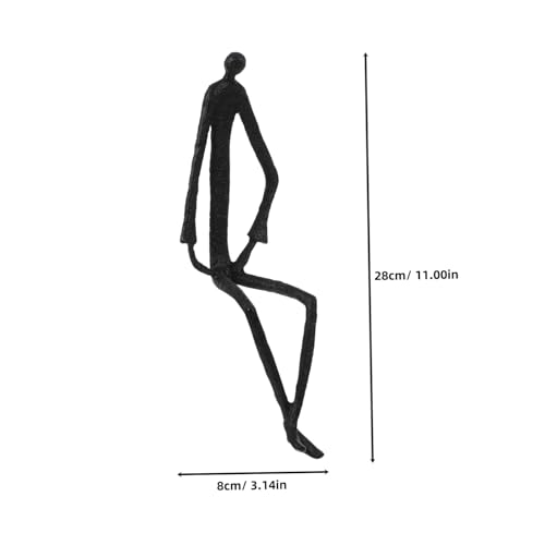 Statue décorative abstraite design créatif salon bureau sculpture métal noir - 3