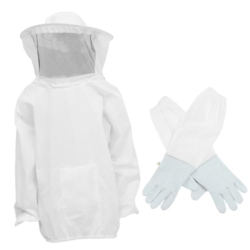GALPADA Beekeeping Outfit mit Atmungsaktiver Schutzjacke und Langem Handschuh Robustes Polyester suede Material Bienenstichschutz für Imker Flexibel und Verschleißfest Inklusive Hut mit