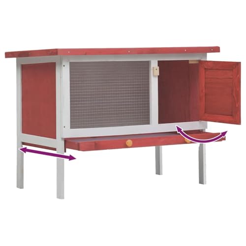 Clapier en bois rouge de qualité supérieure avec toit résistant