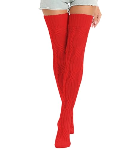 Image of Sexybody Women's Thigh High Socks Over the Knee Knit Socks, Winter Leg Warmers Stockings Knee High Tube Arctic Fleece