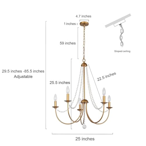 Ksana ANTIQUE BRUSHED GOLD CHANDELIERS Modern 5-Light Dining Room Chandelier Light Fixture thumb #1