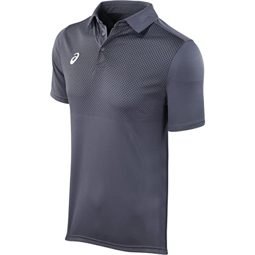 ASICS Men's Hex Print Polo, Team Steel Grey, Small
