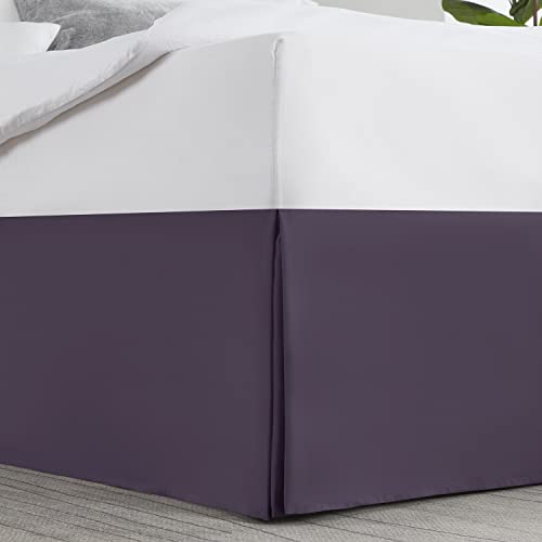 Image of Nestl Dark Purple Bed Skirt Cal King Size - Cal King Bed Skirt 14 Inch Drop - Brushed Microfiber Bed Skirts - Hotel Quality Pleated Bed Skirt - Shrinkage & Fade Resistant