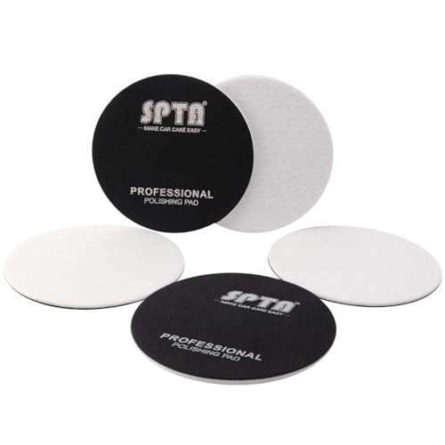 Glass Polishing Pad, SPTA 5 Pcs 6''(150mm) Car Glass Polishing Discs Microfiber Polishing Buffing Pad, Glass Scratch Removal Kit for Correct Damaged Window Cleaning Glass, Removing Stubborn Waterspots