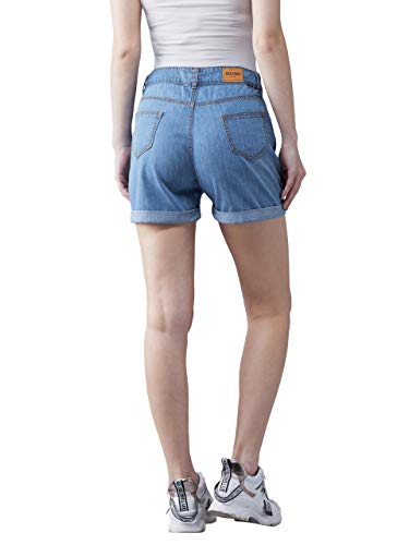 Image of Dolce Crudo Women's Blue Relaxed Fit Clean Look Mid Rise Denim Shorts