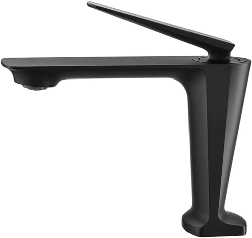 Robinet de salle de bain monotrou en cuivre complet noir brossé