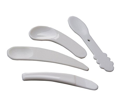 2 Sets(8PCS) White 4 Styles Mini Disposable Plastic Cosmetic Eye Cream Lotion Makeup Spoon Spatula Stick Facial Face-Pack Scoop for Mixing and Sampling DIY Beauty Tool
