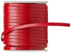 Genuine Flat Leather Lace Red 4x1.5mm 1 Yard Section (Spool is not included)