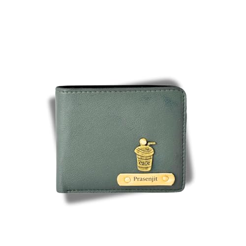 Image of TCG Personalized Name & Charm Imported Leather Mens Wallet | Gifts for Men Husband Boyfriend Employees Clients Colleagues Friend (Grey)