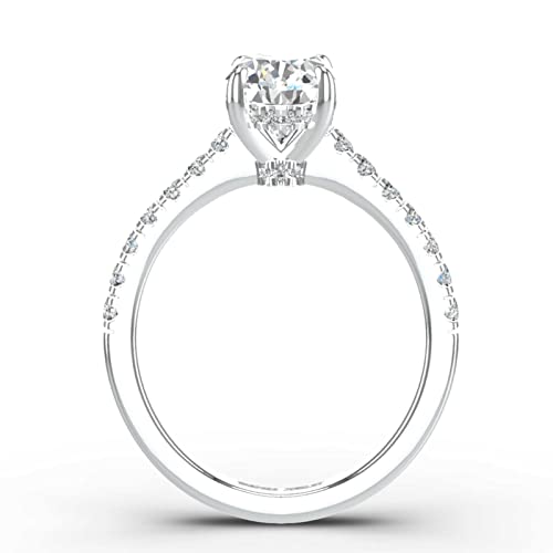 3.46 Carat Moissanite Rings, Oval Crused Ice Cut DF Color VVS Clarity Moissanite Wedding Rings, Sterling Silver with 18K White Gold Plated Solitaire Engagement Ring3