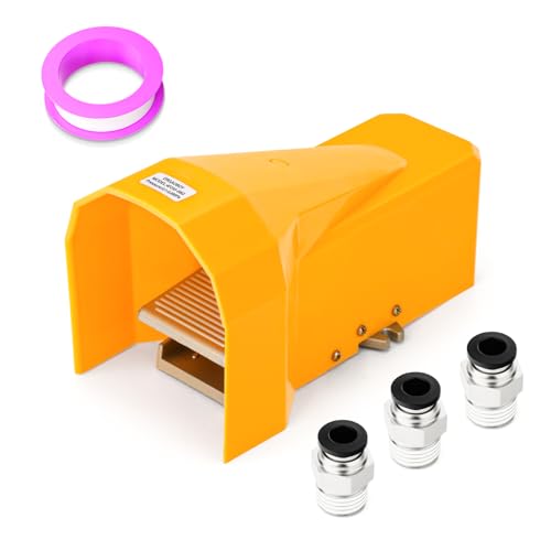 ERGAOBOY - ERGAOBOY Kit de vanne à pédale pneumatique avec bouclier de protection, 1/4"BSP 5 voies 2 positions filetées en caoutchouc antidérapant contrôle de pression 4F210-08G avec raccords 6 mm