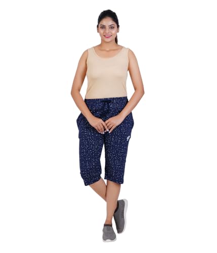 Image of FEEL TRACK Women Cotton Regular Fit Printed Capri (Pack of 1)