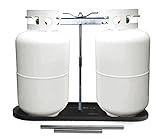 RVPNR RV Dual Propane Tank Mounting Rack 40lb,30lb and 20ld Tanks for Camper and Travel Trailers with Different Connecting Pipes, Black, White, Grey or Red Options (Black) -  RVPNR.CN