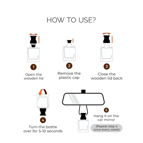 Image of Evair Sugar Vanilla Car Air Freshener | Hanging Car Perfume with Essential Oils | Long-Lasting Aroma in Glass Bottle with Wooden Diffuser Lid | 10ml Hanging Car Scent (Pack of 1)