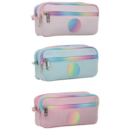 Estojo Com Três Divisórios Escolar Para Lápis e Canetas (ROSA ESCURO)