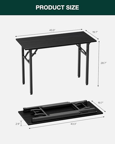 Image of Small Folding Computer Desk - Portable 43.3 Inch Foldable Laptop Table, Collapsible and Compact for Easy Storage and Fast Setup, Lightweight for Small Spaces, Craft and Study Use, Dark Oak