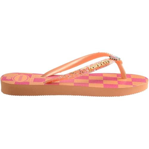 Havaianas Kids Slim Glitter Flip Flops - Kids' Summer Sandals for Girls - Peach, 3Y Big Kid4