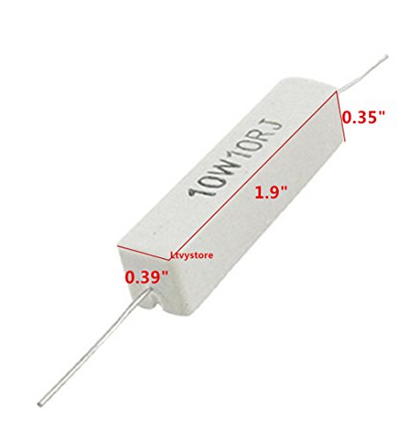 Cement Resistor,Ltvystore 30Packs 10W 10 Ohm 5% Wound Fixed Ceramic Cement Resistors Resistance 1.9" X 0.39" X 0.35" #TOP1