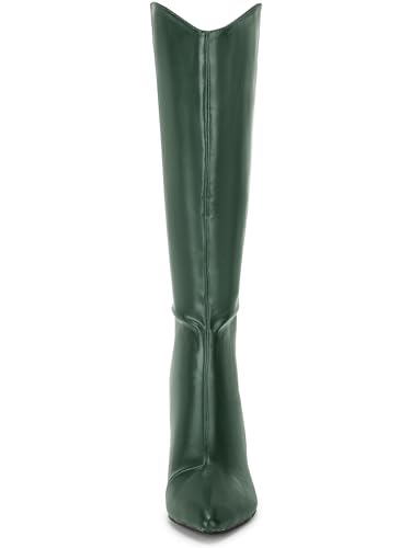 Allegra K Women's Pointed Toe Stiletto Heel Knee High Boots2