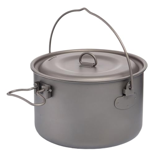 キャンプ用食器 チタン製調理器具セット 観光用大釜 アウトドア調理鍋 ピクニック キッチン ハイキング トレッキング(2900ml)