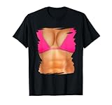 Fake Abs Shirt Bikini Body Muscle Six Pack Fake Big Boobs T-Shirt