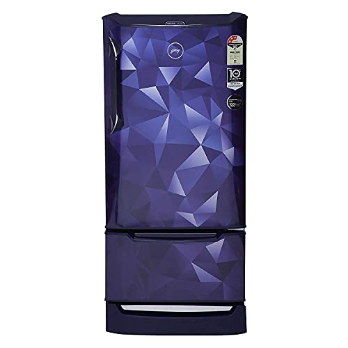 Image of Godrej 205 L 3 Star Inverter Direct-Cool Single Door Refrigerator with DuoFlow Technology (RD EDGEDUO 220C 33 TDI PS BL, Prism Blue, Base stand with drawer, Separate Vegetable Box)- 2022 Model
