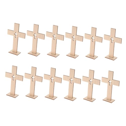 SOIMISS 12pezzi Croci in Legno Per Artigianato Artistici Da Tavolo Decorazioni Per Feste Battesimali Religiose Croci Da Parete Croci Religiose Non Finite Ritagli in Legno Espositore