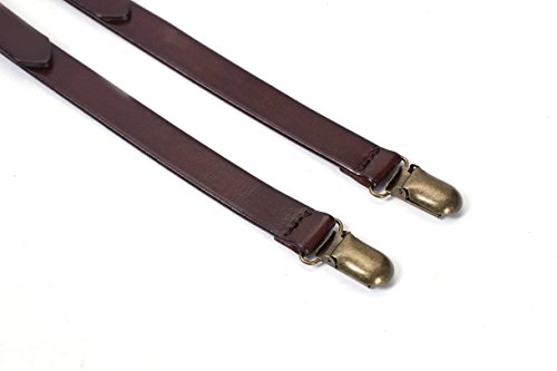 ROCKCOW Leather Suspenders For Men Y Back Adjustable Design Genuine Leather Suspenders groomsmen gifts
