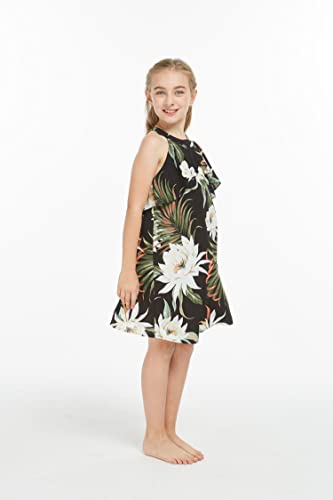 Image of Family Matching Hawaiian Clothes, Wispy Cereus Black | Lightweight 100% rayon • Family matching outfits • Tropical floral print • Beach vacations • Luaus • Cruises • Family photos